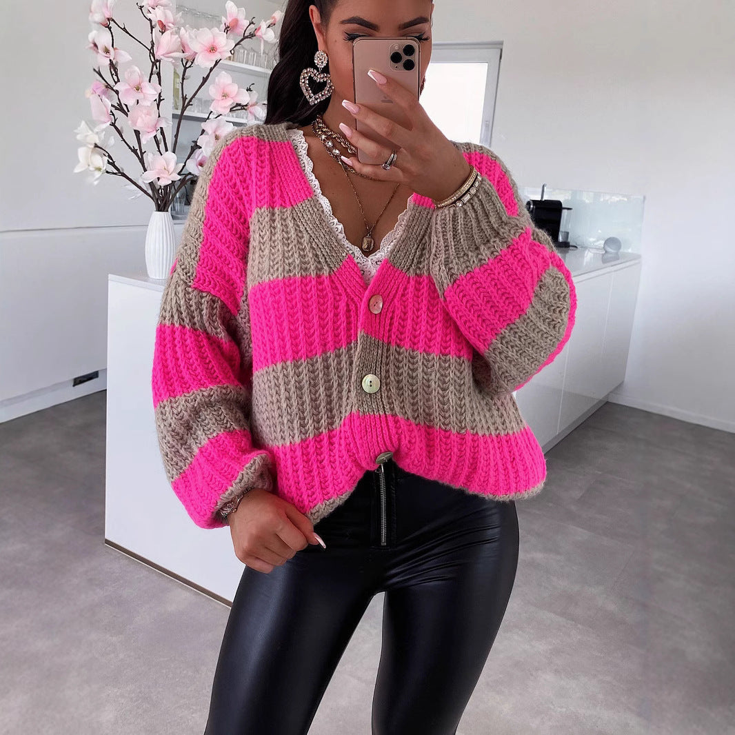 Damen Strickjacke Gestreift Oversized Norvielle - Norvielle