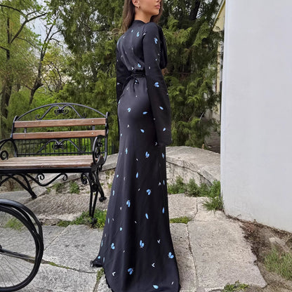 Damen Maxikleid Langärmelig Floralmuster Feminin Norvielle