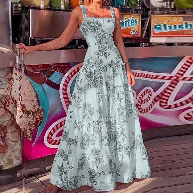 Damen Maxikleid Blumenmuster Schulterfrei Norvielle