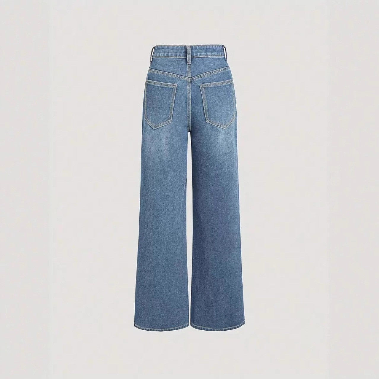 Damen Weite Denim-Hose Hochbund Klassisch