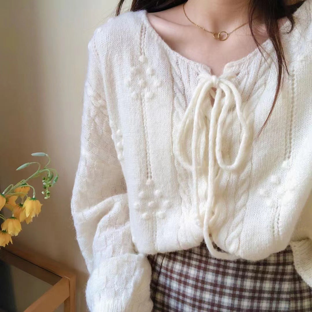 Damen Strickpullover Strukturiert Mit Schnüroberteil Norvielle