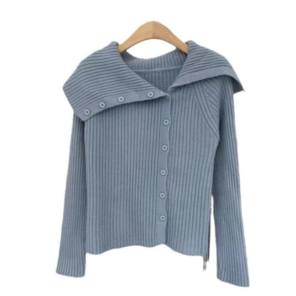 Damen Strickcardigan Feinripp mit Modischem Kragen Norvielle