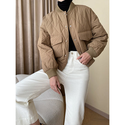 Damen Übergangsjacke Gesteppt Minimalistisch Schwarz - Norvielle