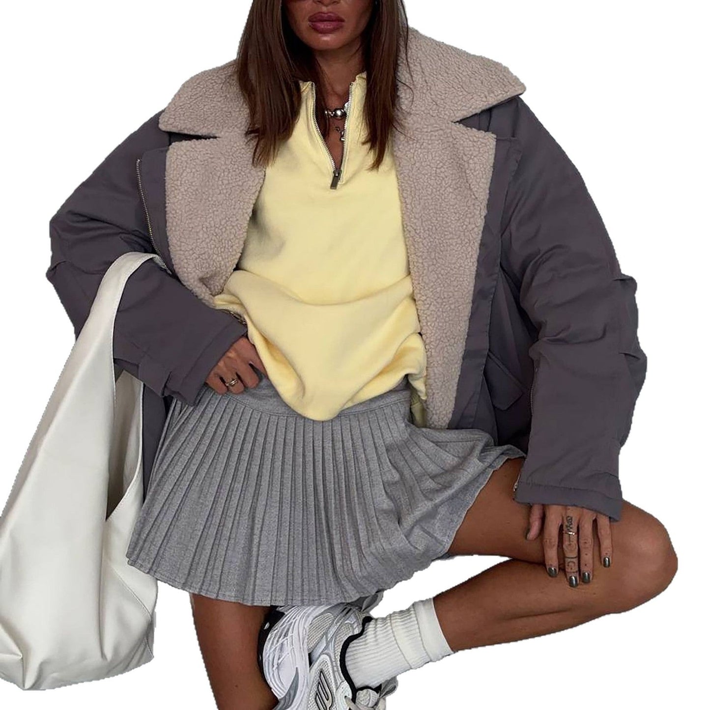 Damen Oversized Jacke Teddyfutter Norvielle