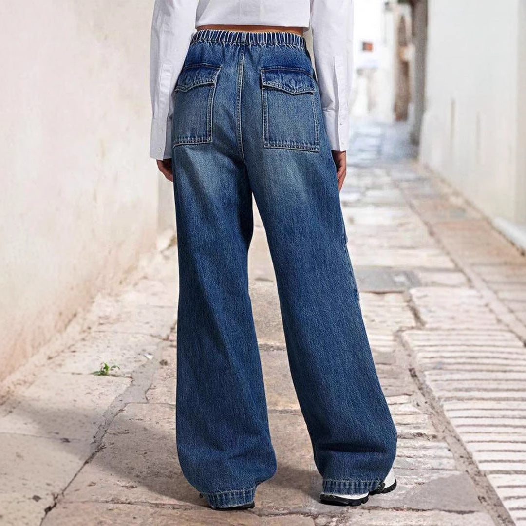 Damen Weite Jeanshose Lässiger Urban-Stil Bequem