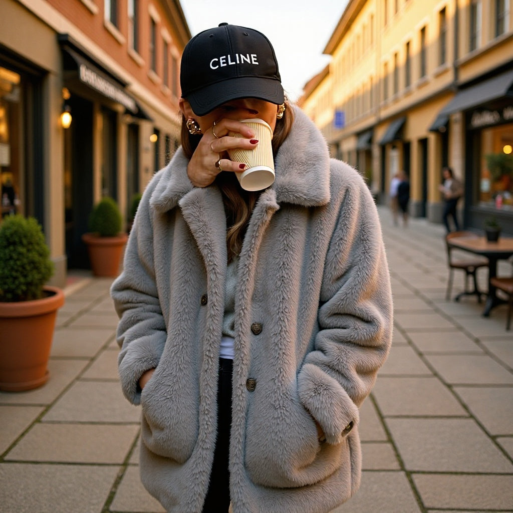 Damen Plüschjacke Oversized Schnitt Norvielle - Norvielle