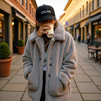 Damen Plüschjacke Oversized Schnitt Norvielle - Norvielle
