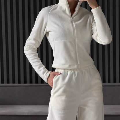 Damen Fleece-Jogginganzug Hochkragen Praktische Taschen Norvielle