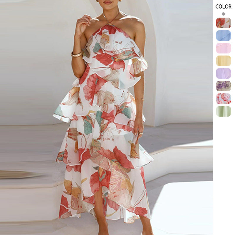 Damen Maxikleid mit Überwurf und Rüschen Norvielle - Norvielle