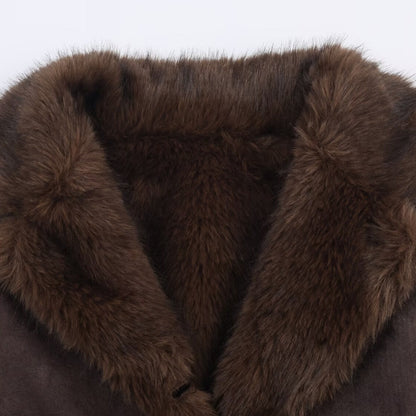 Damen Kunstlederjacke Teddyfutter