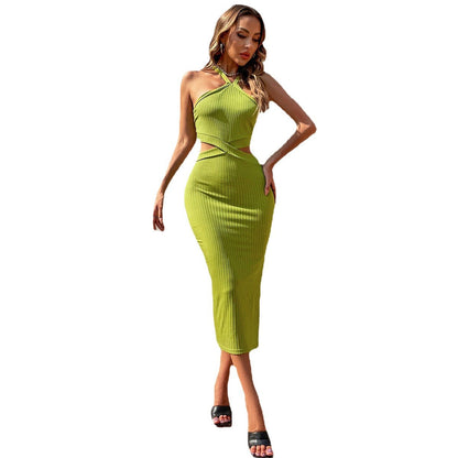 Damen Wickelkleid Asymmetrischer Schnitt Cut-out Details Norvielle