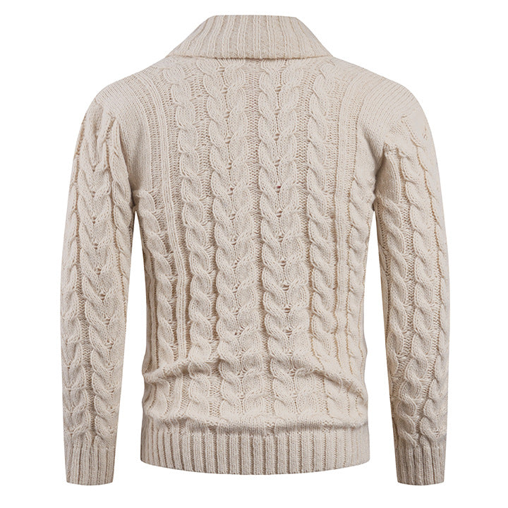 Herren Strickcardigan Zopfmuster Eleganter Schalkragen