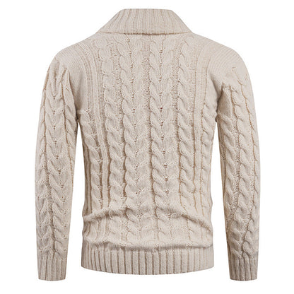 Herren Strickcardigan Zopfmuster Eleganter Schalkragen