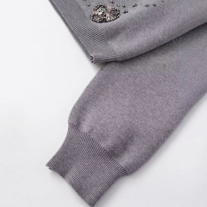 Damen Strickjacke Glitzernde Blüten Norvielle