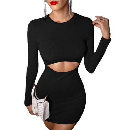 Damen Minikleid Raffiniertes Cut-Out Langarm
