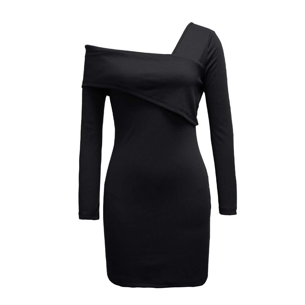 Damen Asymmetrisches Mini-Kleid mit langen Ärmeln Norvielle