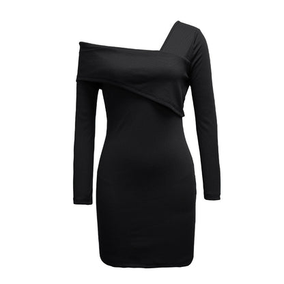 Damen Asymmetrisches Mini-Kleid mit langen Ärmeln Norvielle