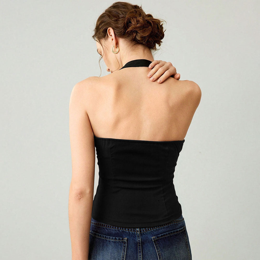 Damen Schulterfrei Metallakzent Elegantes Design