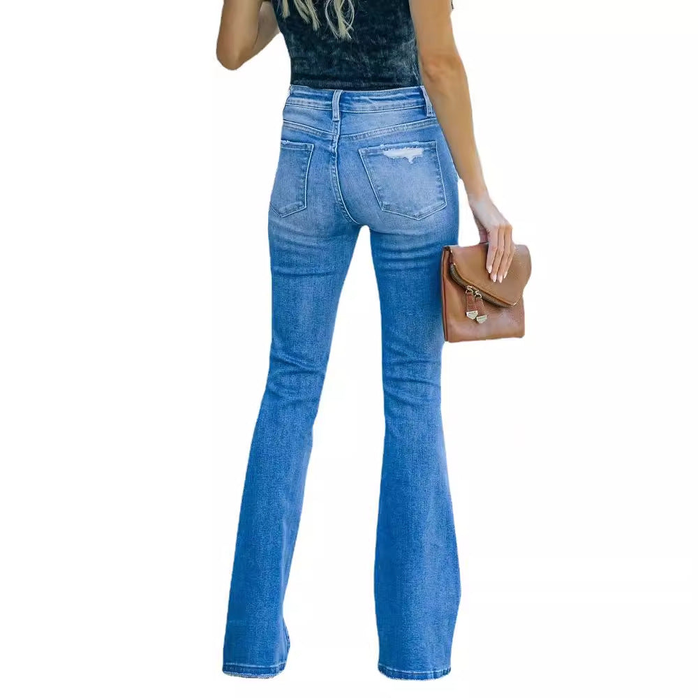 Damen Weite Jeans Destroyed Effekt