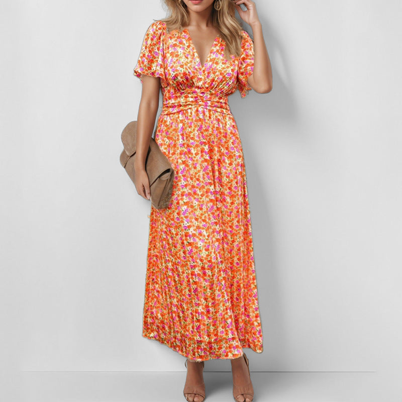Damen Maxikleid Floralmuster Wickeloberteil Elegantes Design - Norvielle