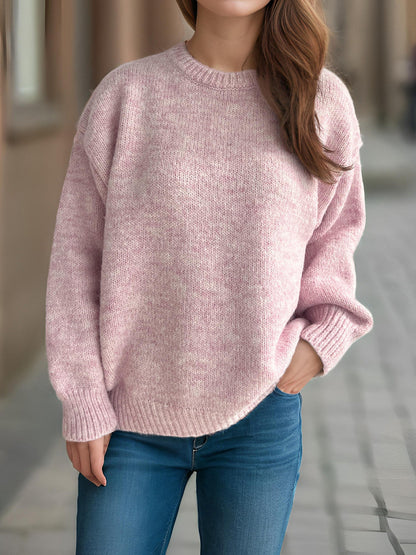 Damen Grobstrickpullover Moderner Schnitt Großzügige Ärmel Beige