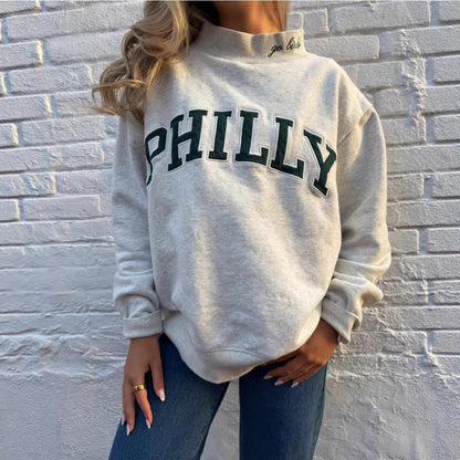 Damen Oversized Sweatshirt mit Schriftzug Groß - Norvielle