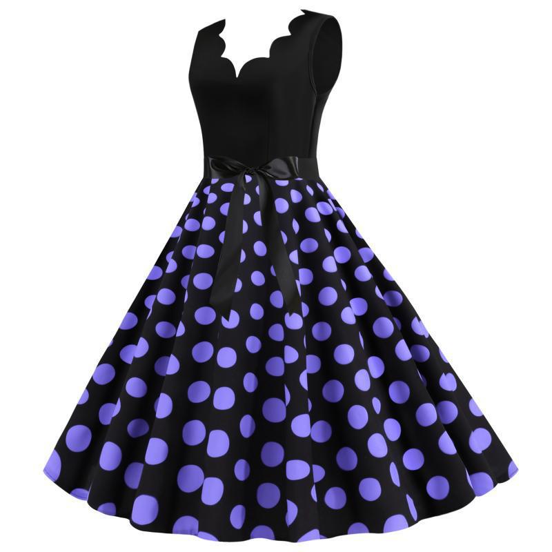 Damen Midi-Kleid Polka-Dots-Muster Tailliert