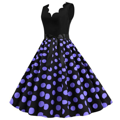 Damen Midi-Kleid Polka-Dots-Muster Tailliert