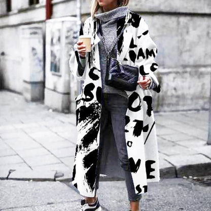 Damen Oversized Mantel Bunt Lässig