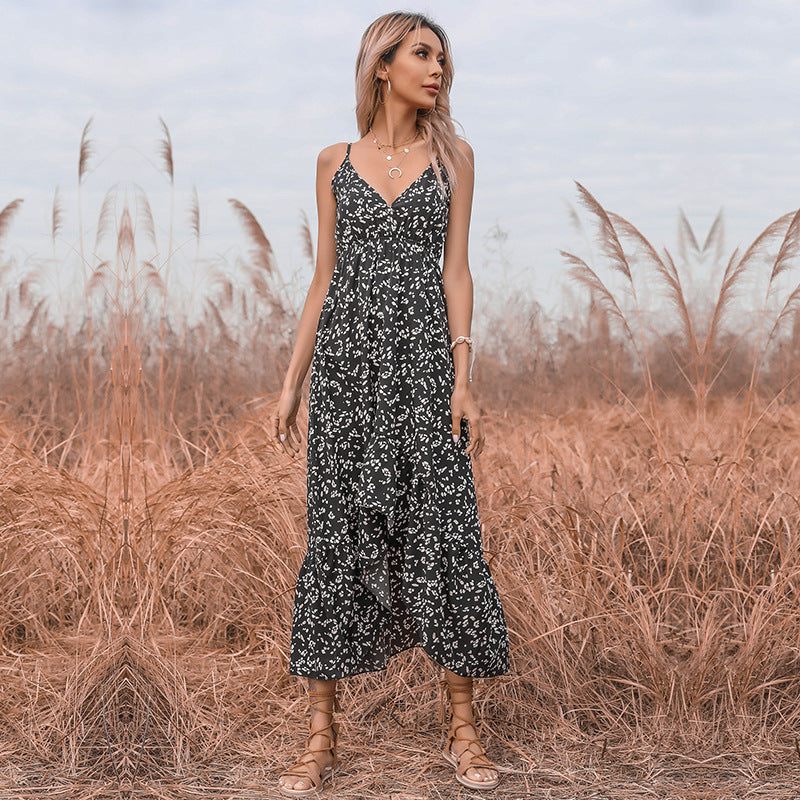 Damen Maxikleid Blumenmuster Rüschen Norvielle