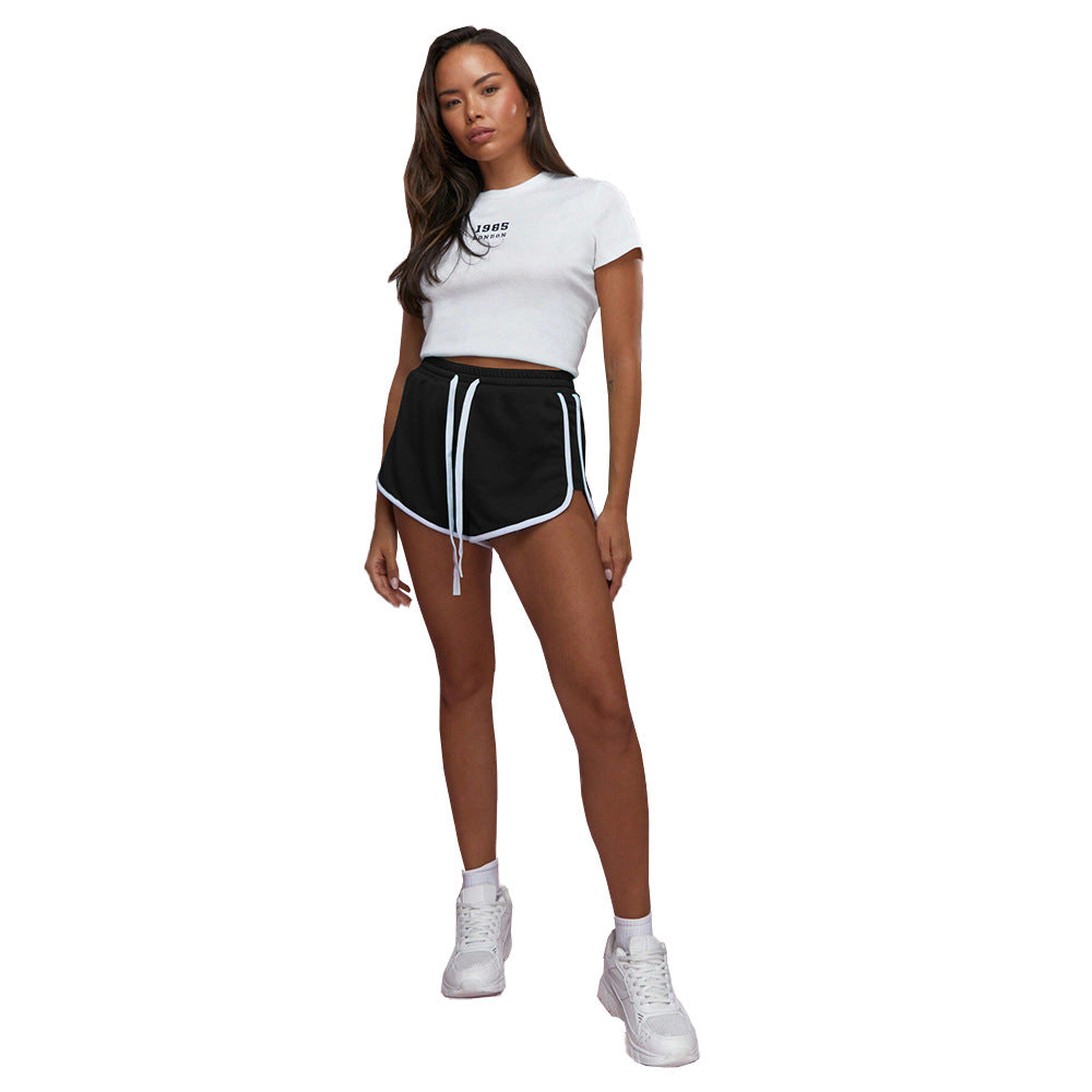 Damen Sport Shorts Veloursstruktur seitliche Kontraststreifen