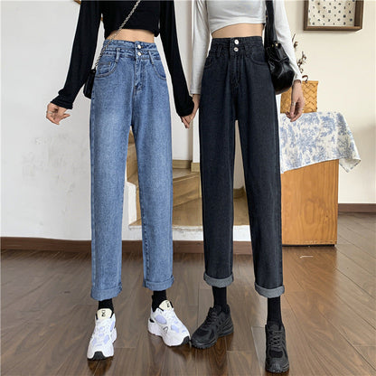 Damen Mom-Jeans Hochtaillierte Abnehmbare Säume Norvielle