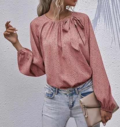 Damen Bluse Rüschendetail Allover-Muster Norvielle