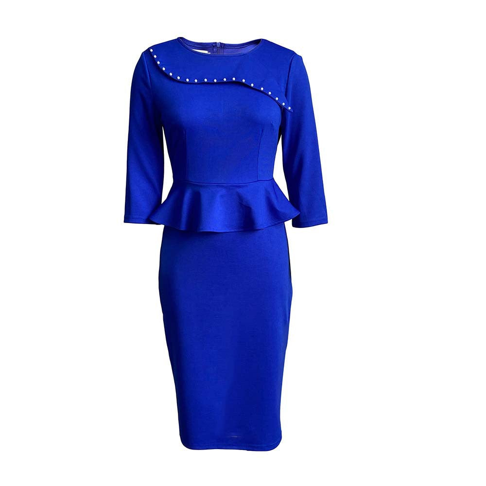 Damenkleid Figurbetont Peplumsaum Elegantes Design