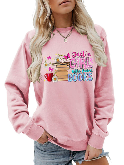 Damen Sweatshirt Buchmotiv Lässig Norvielle