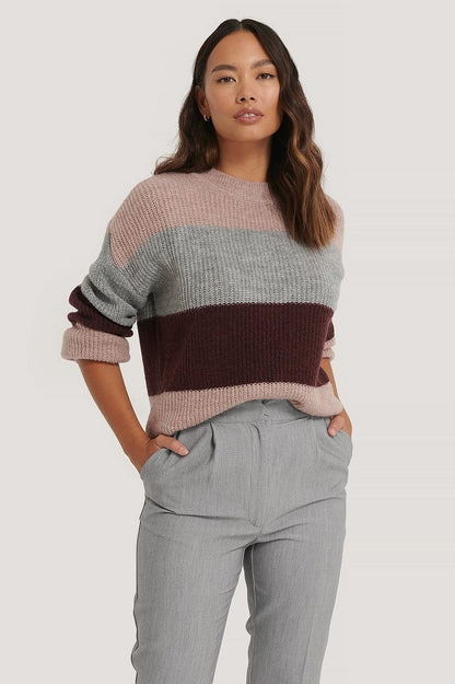 Damen Pullover Blockdesign Lässig Norvielle