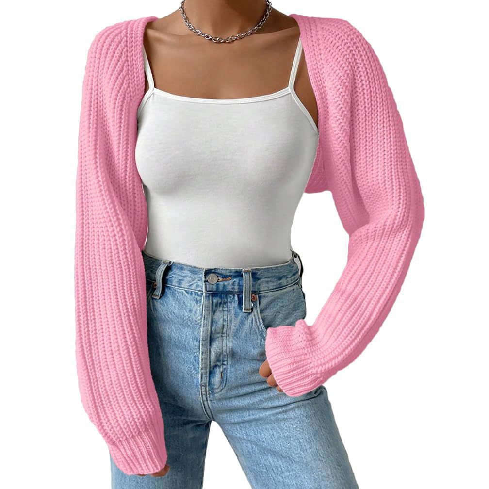 Damen Strickjacke Weite Ärmel Struktur Norvielle