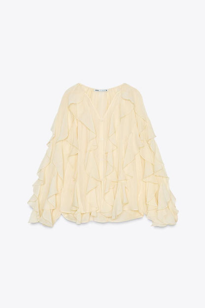 Damen Blusenoberteil Drapiert Bluse Norvielle