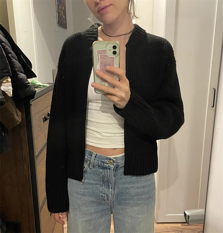 Damen Strickpullover Lässig Reißverschluss Norvielle