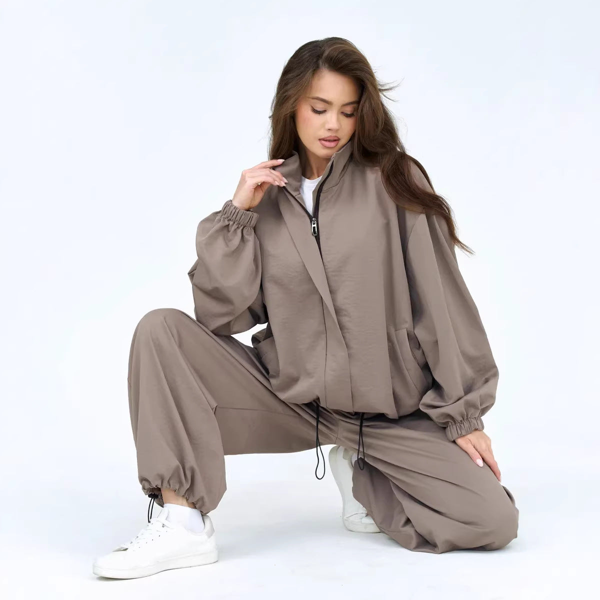 Damen Trainingsanzug mit Kapuze Elastisch Schwarz Norvielle - Norvielle