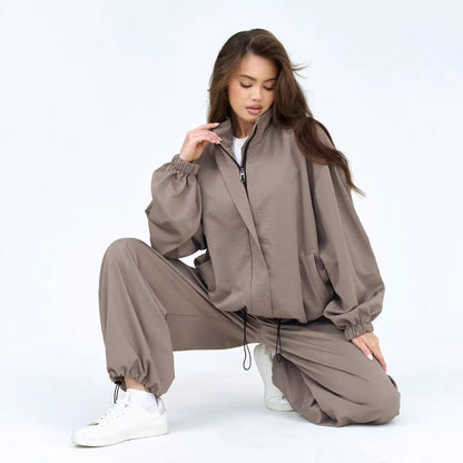 Damen Trainingsanzug mit Kapuze Elastisch Schwarz Norvielle - Norvielle