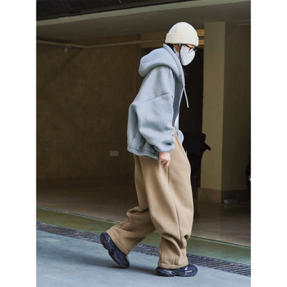 Damen Oversized Hoodiejacke Bequem Baumwolle Großzügige Taschen