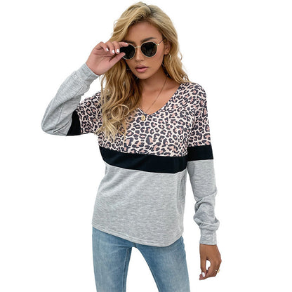 Damen Pullover Kontrast Leo-Print Norvielle