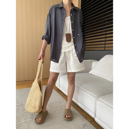 Damen Bluse Leichter Stoff Strukturiertes Design Beige