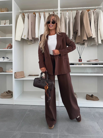 Damen Blazer-Set mit weiten Hosen modern Norvielle