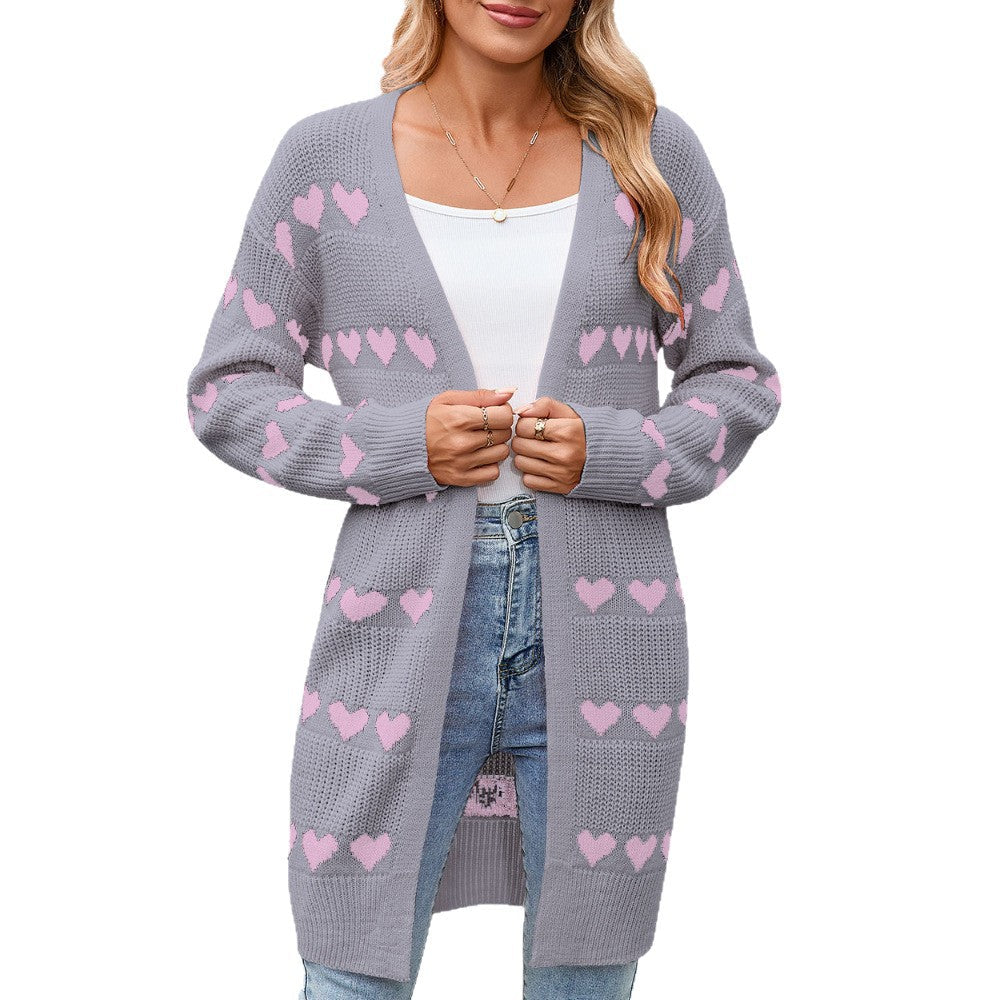 Damen Strickjacke Herz-Muster Norvielle