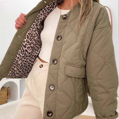 Damen Übergangsjacke Gesteppt Modern Animalisches Innenfutter