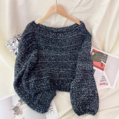 Damen Grobstrickpullover Lässig Ballonärmel Norvielle