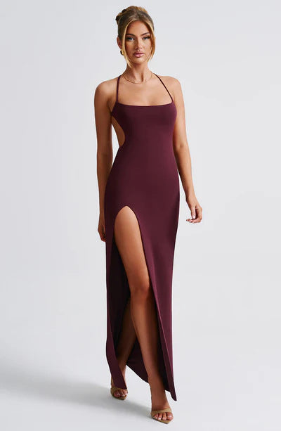 Damen Maxikleid Elegantes Design seitlicher Schlitz dünn Norvielle