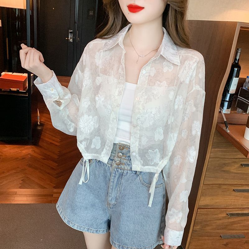 Damen Bluse Transparent Floral Design